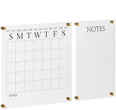 Martha Stewart Grayson Acrylic Calendar and Notes Board Set, Clear/Black
