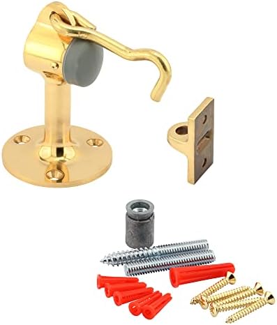 Prime-Line J 4601 3-3/8 In. Polished, Solid Brass, Door Stop with Holder (Single Pack)