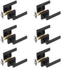 VEVOR Passage Door Handle, 6-Pack Matte Black Interior Door Lever, Left or Right Reversible Non-Locking Handle Lever, 45° Rotation to Open, Square Door Handles for Hallways, Closets, Meeting Spaces