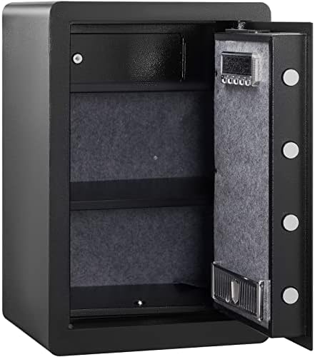 VEVOR Steel Security Safe - 2.2 Cubic Feet, Fingerprint & Digital Keypad Lock, Fire-proof Bag, Protect Cash, Gold, Jewelry, Documents - 15.8x13x23.6 inch