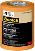Scotch Heavy Duty Painter's Tape, 4 Rolls, 1.41 in x 60.1 yd, for Use On Vinyl, Carpet, Metal, & Plastic, Indoor & Outdoor Masking Tape, Bonds Aggressively, 3-Day Clean Removal (2020+-36AP4)