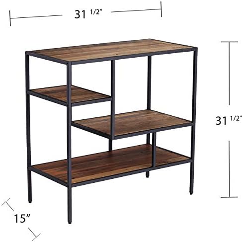 SEI Furniture - Mathry Reclaimed Wood Shelf - Natural - Reclaimed Wood & Iron Metal - Rustic Design - Ideal for Home Offices, Living Rooms, Dens, 31.5" W x 15.75" D x 31.5" H (HZ1058238)