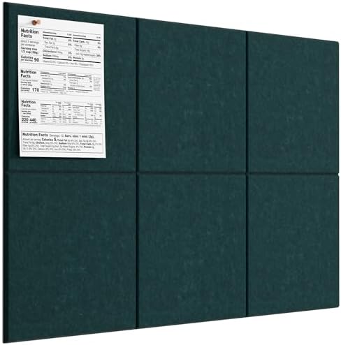 MaxGear Felt Bulletin Board 36" x 24", Dark Green Felt Wall Tiles Push Pins