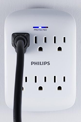 GE Home Electrical GE UltraPro Surge Protector Plug with Alarm, Outlet Extender, Plug Adapter, Appliance, Refrigerator, End of Service, 1080 Joules, Warranty, UL Listed, White, 38124