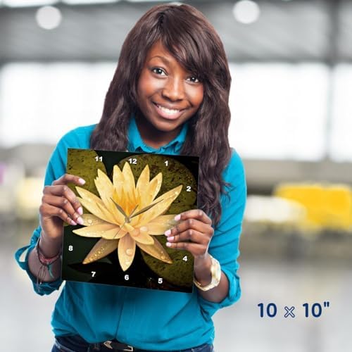 3dRose Wall Clock Silent - 10 inch - Yellow Lotus Flower - Photography Flower