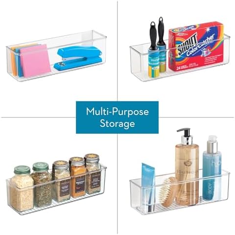 iDesign Adhesive Organizer Bin, Set of 4, Clear