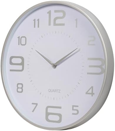 Kiera Grace Wall Clock, 18 Inch, White Modern Classic Quartz Wall Clocks Battery Operated, Silent Non Ticking Home Decor for Living Room, Kitchen, Bathroom