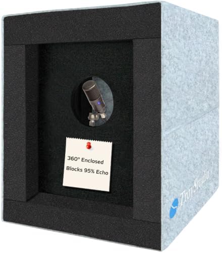 TroyStudio Enclosed Vocal Booth, Portable Microphone Isolation Shield, Foldable Reflection Filter with Acoustic Foam & Panels, Recording Sound Box Home Studio Equipment for Podcast Music Voice Over