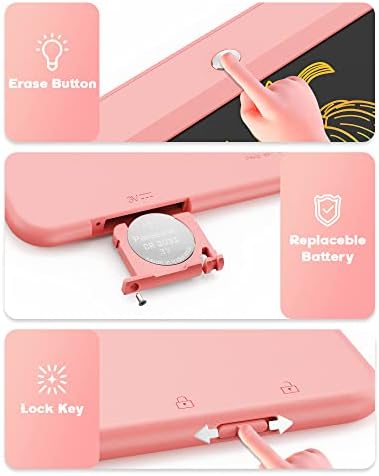 Bravokids Toys for 3 Years Old Girls Boys, LCD Writing Tablet 10 Inch Doodle Board, Electronic Drawing Pads, Educational Birthday Gift for 3 Years Old Kids Toddler (Light Pink)