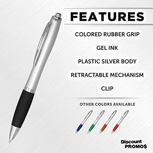 DISCOUNT PROMOS Colored Grip Gel Pens Set of 10, Bulk Pack - Great for Office, School, Business, Tradeshows, Events - BlackBI