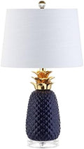 JONATHAN Y Pineapple Ceramic Table Lamp Bedside Nightstand 23", Navy/Gold
