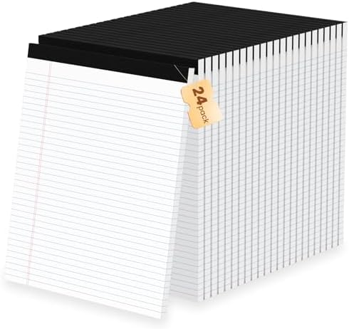 24pcs Legal Pads 8.5 x 11, Perforated White Notepad 8.5x11, 50Sheets/Pad