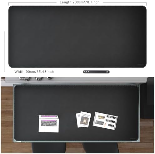 Mydours 79" x 36" Extra Large Desk Pad XXL, PU Leather Mouse Mat, (Black)