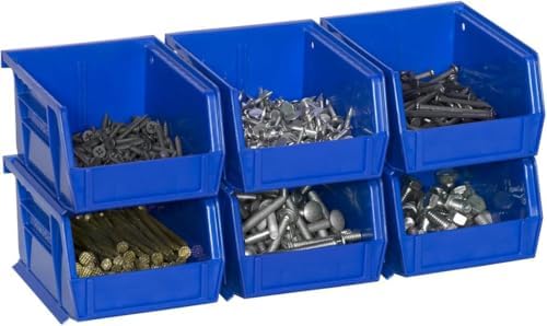 Akro-Mils 30210 AkroBins Plastic Storage Bins, 5"x4"x3", Blue, 6-Pack