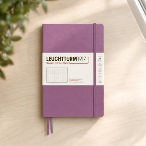 LEUCHTTURM1917 - Notebook Hardcover Medium A5-251 Numbered Pages for Writing and Journaling - Thinking Ahead (Dotted Paper, Dusty Rose)
