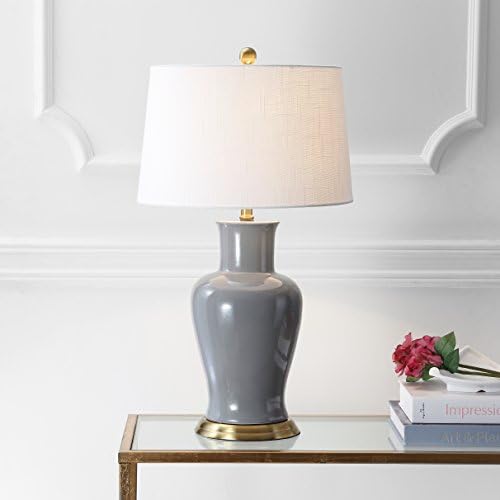 JONATHAN Y Julian Classic Ceramic Urn Metal LED Table Lamp 29", Gray
