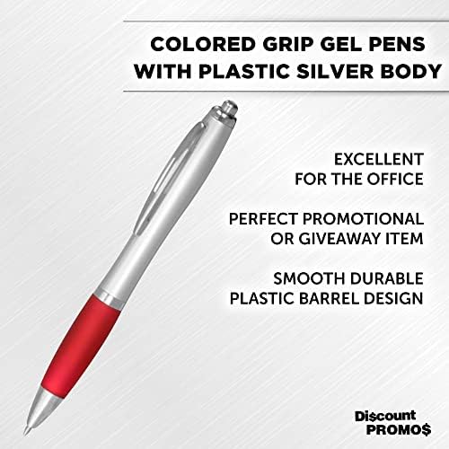 DISCOUNT PROMOS Colored Grip Gel Pens Set of 10, Bulk Pack - Great for Office, School, Business, Tradeshows, Events - RedBI