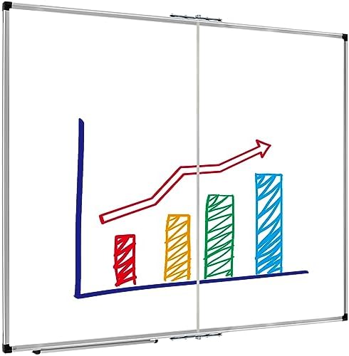 XBoard Magnetic Whiteboard 48 x 48 Inch, Foldable Dry Erase White Board with Aluminium Frame & Marker Tray 4' x 4', Wall Mounted Folding Message Presentation Board