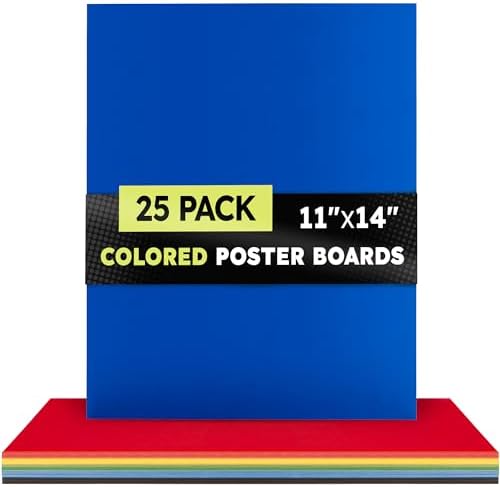 Hygloss Colored Poster Board 11 x 14, 25 Pack, Assorted Standard Colors