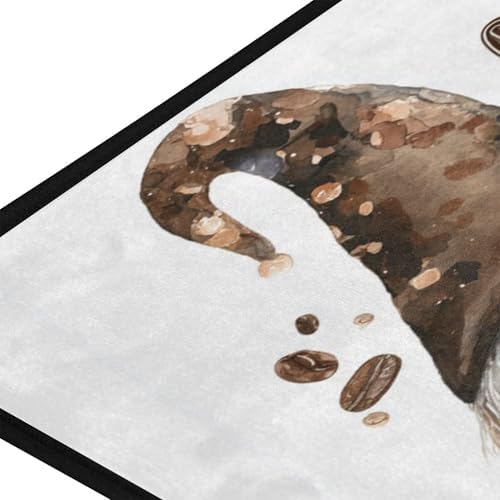 Aslsiy Coffee Gnome Kitchen Rug Coffee Beans Area Rug Door Mats Bath Welcome Rugs for Floor Bedroom Living Room Home Decor 39" X 20"