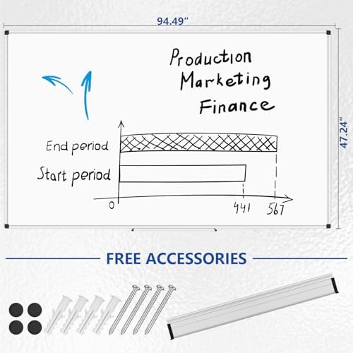 XBoard Magnetic Dry Erase Board 96 x 48 Inches Wall-Mounted