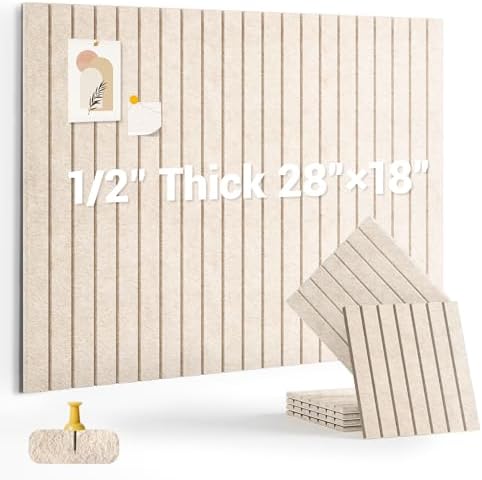 28" x 18" Felt Bulletin Board Tiles 1/2" Thick, Beige