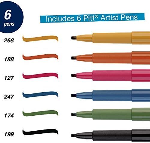 Faber-Castell Pitt Artist Calligraphy Pens | 6 India Ink Pens, 2.5 mm Chisel Tip | Multicolor Calligraphy Pen Set for Lettering, Journaling, Creative Writing & Hand Lettering Designs