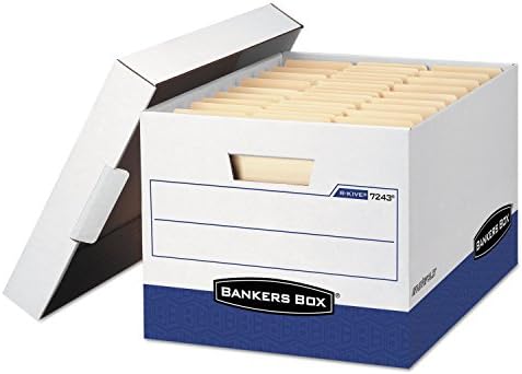 Bankers Box 12-Pack R-Kive Heavy Duty File Storage Boxes with Lids, FastFold Assembly, Letter/Legal, (07243)