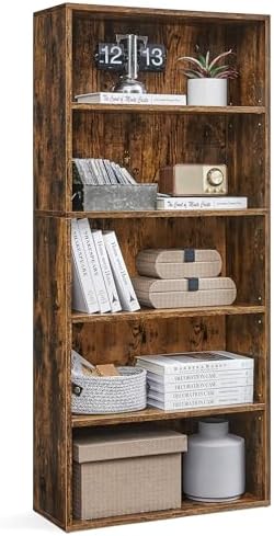 VASAGLE 5-Tier Bookshelf, Storage Organizer, 23.6 x 9.4 x 52.8 Inches
