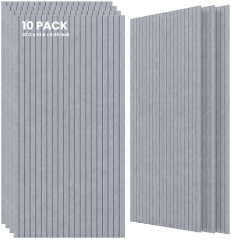 TO-TH Acoustic Wall Panels Large Sound Absorbing Panel 10 Pack, Smoky Gray