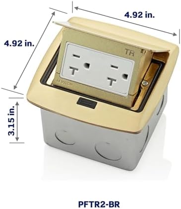 Leviton Pop-Up Floor Box with 20 Amp, Tamper-Resistant Outlet, Brass, PFTR2-BR