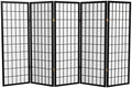 4 ft. Short Window Pane Shoji Screen - Black - 5 Panels