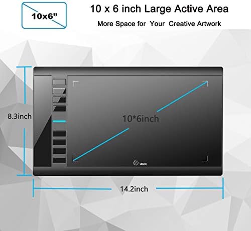 UGEE M708 Drawing Tablet, 10x6 inch Large Space for Digital Drawing