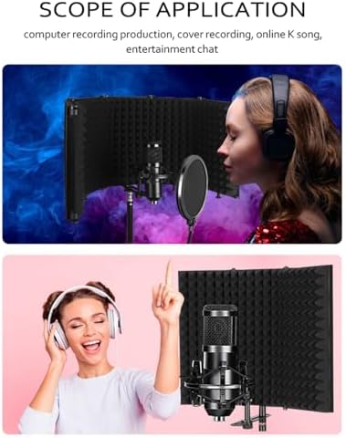 Foldable Sound proof Plate Desktop Vocal Absorbing Plate 3 Panel 5 Panel Combination Isolation Booth for Podcast Singing Studio Recording (5 panel)