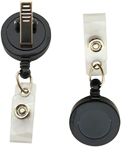 C-Line Retracting ID Card/Badge Reels, Spring Clip with Snap-On ID Strap, 30-Inch Cord, Black, Set of 12 (89231-12)
