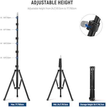 NEEWER 71" Portable Light Stand, Reverse Folding Photography Tripod, ST180R
