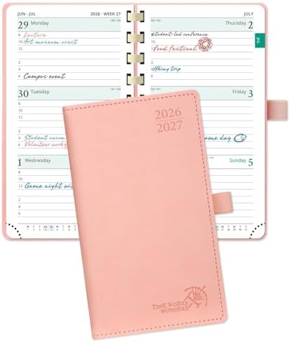 POPRUN Pocket Planner 2026-2027, Small 3.5''x6.5'' Academic Pocket Calendar