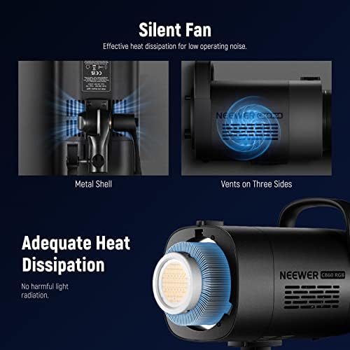 NEEWER CB60 RGB 70W LED Video Light with App Control, Bowens Mount COB Full Color Continuous Output Lighting 18000Lux/1m CCT 2700K-6500K CRI97+ 17 Scenes for Photography/Studio Video Recording