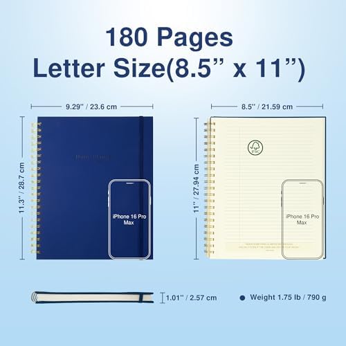 AuroPlanner Undated Daily Planner Notebook 8.5x11 Hourly Schedule Blue