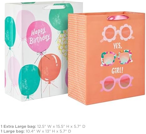 Hallmark Birthday Gift Bags, 2-Pack (Sunglasses and Balloons)