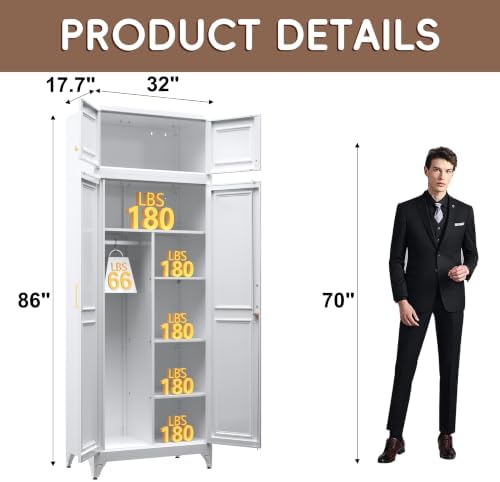 SteeLoong Armoire Wardrobe Closet,86" H Wardrobe Cabinet with Locking Doors
