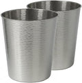 happimess Remi 2.1 Gal Textured Steel Wastebasket, Polished Steel, Set of 2