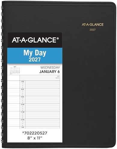 AT-A-GLANCE 2027 Appointment Book Planner, Daily Group Planner, 8" x 11", Two Person, Quarter-Hour, Black (702220527)