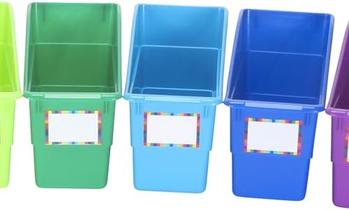 Really Good Stuff Rainbow Organizing Bins, Plastic Book Holders - 12-Pack