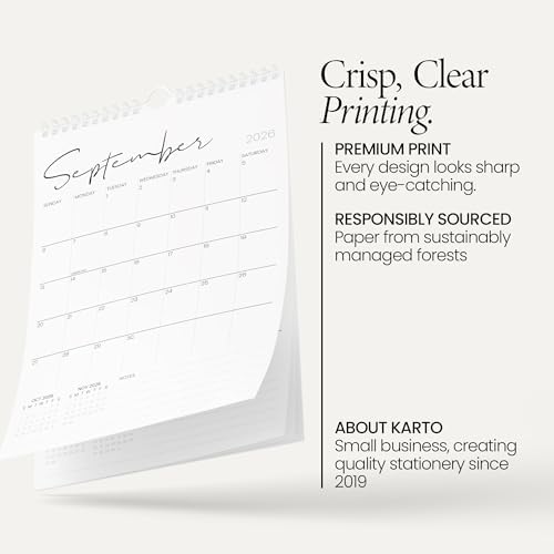 Karto Wall Calendar 2026 11x17 in - Cursive | January 2026 to June 2027, Vertical, Boosts Productivity, Easy Monthly Planning