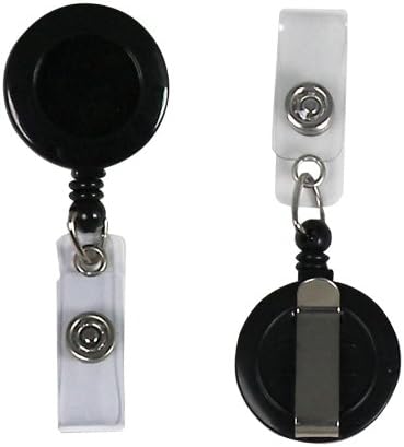 C-Line Retracting ID Card/Badge Reels, Belt Clip with Snap-On ID Strap, 30-Inch Cord, Black, 25-Pack (89221)