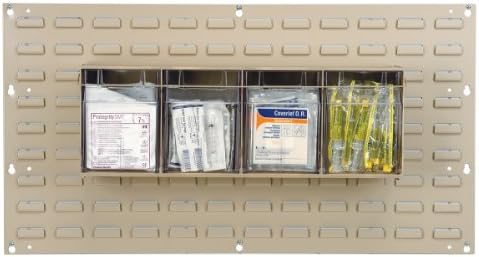 Akro-Mils TiltView Plastic Storage Cabinet with 3 Tilt Out Bins, Horizontal Plastic Parts Organizer, Teacher Toolbox, and Office Supply Organizer, 23-5/8" W x 9-7/16" H x 7-7/8" D, Stone