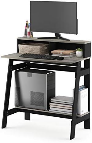 31.6 Wide Gaming Desk with Monitor Stand, A Frame Computer Desk with Shelf, Office Desk for Dorm, Home Office, Study Room, Bedroom, Black