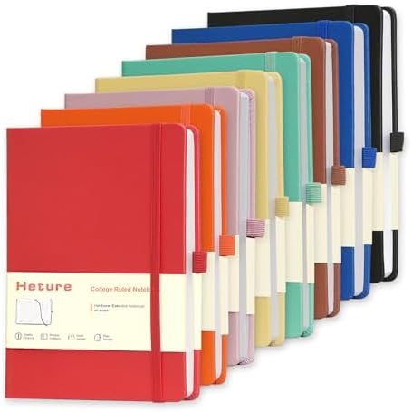 Heture 8 Pack Lined Journal Notebooks, A5 Hardcover Notebooks