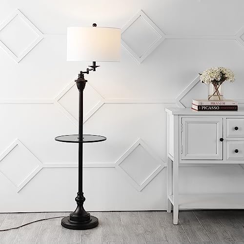 JONATHAN Y Cora 60" Metal Swing Arm Floor Lamp, Black